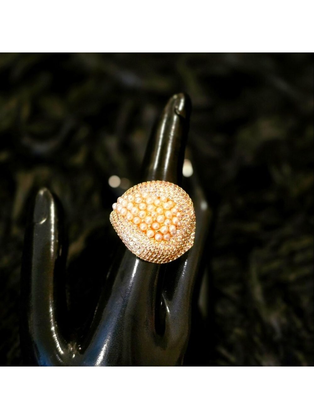 21kgp Dubai Jewelry Elegant Gold Pearl Ring